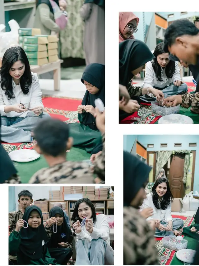 6 Potret Tissa Biani Berbagi Paket Lebaran di Panti Asuhan, Banjir Pujian