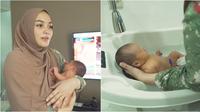 Citra Kirana mandikan bayinya (Sumber: YouTube/Ciky Citra Rezky)