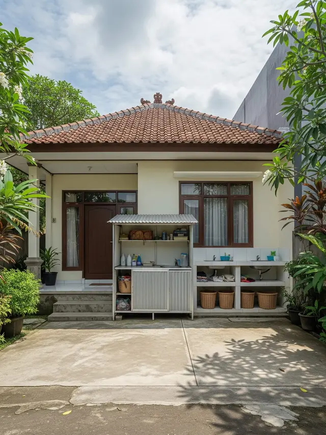 Contoh Rumah Sederhana 1 Lantai dengan Laundry Room Terbuka