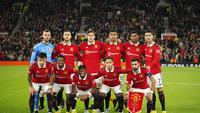 Penggawa Manchester United (MU) berfoto jelang laga lanjutan Liga Europa kontra Omonia Nicosia di Liga Europa, Jumat (14/10/2022) dini hari WIB. (AP Photo/Dave Thompson)