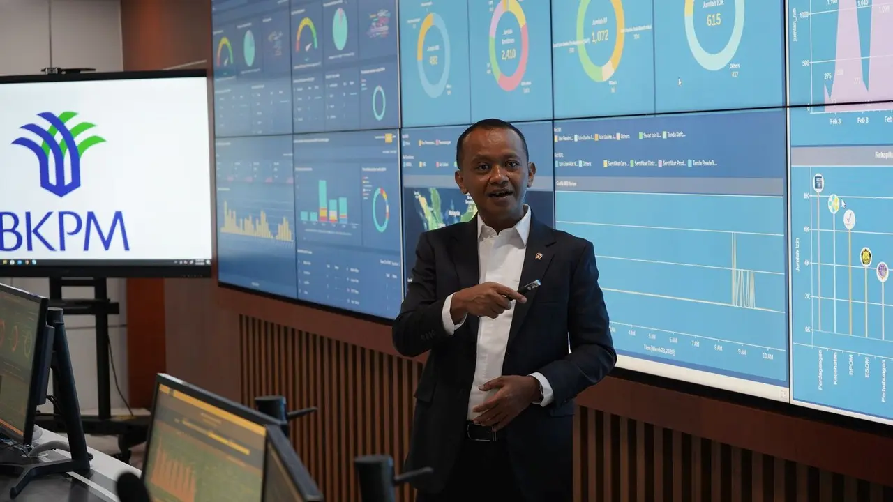 Kepala BKPM Bahlil Lahadalia meluncurkan Pusat Komando Operasi dan Pengawalan Investasi, Senin (23/3/2020). (Athika/Liputan6.com)