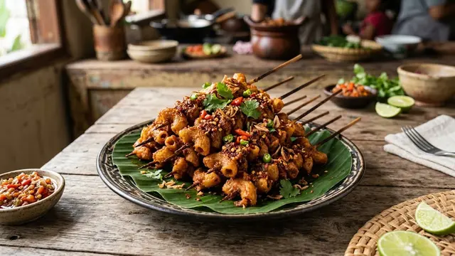 Resep Sate Makaroni Krispi Pedas/AI Generated