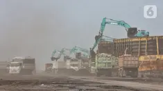 Aktivitas kendaraan alat berat saat bongkar muat batu bara di Pelabuhan PT KCN Marunda, Jakarta Utara, Rabu (5/1/2022). Pemerintah resmi melarang ekspor batubara sejak 1 Januari hingga 31 Januari 2022 mendatang. (merdeka.com/Iqbal S. Nugroho)