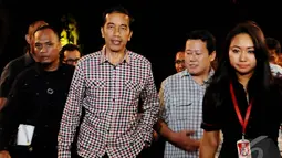 Capres PDIP Jokowi mendatangi tempat perhelatan Malam Puncak Putri Muslimah Indonesia 2014 di TMII, Jakarta, Rabu (28/5/2014) (Liputan 6.com/Andrian M Tunay)