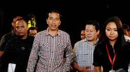 Capres PDIP Jokowi mendatangi tempat perhelatan Malam Puncak Putri Muslimah Indonesia 2014 di TMII, Jakarta, Rabu (28/5/2014) (Liputan 6.com/Andrian M Tunay)