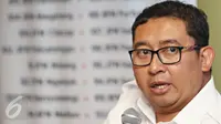 Wakil Ketua DPR Fadli Zon menjadi pembicara dalam diskusi 'Freeport Bikin Repot' di Jakarta, Sabtu (21/11). (Liputan6.com/Immanuel Antonius)