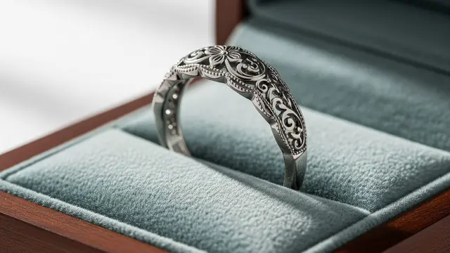Cincin Palladium Bergaya Vintage dengan Filigree