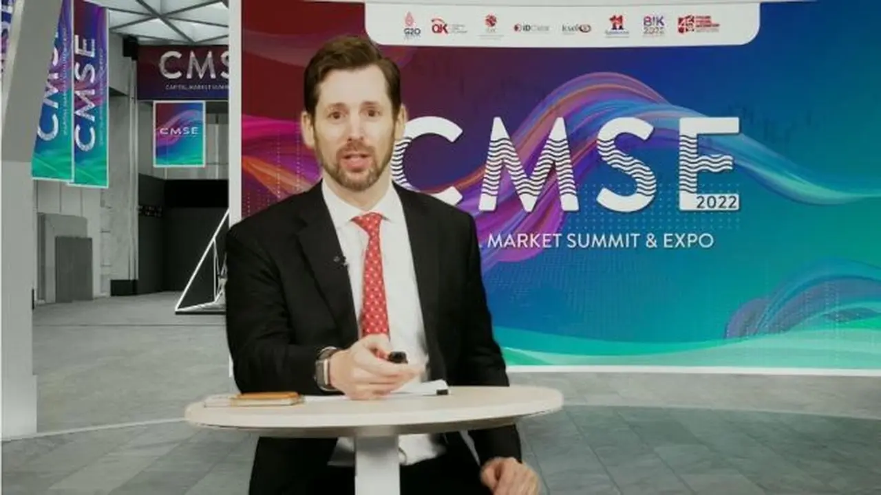Senior Partner, Head of  Financial Services for ASEAN, McKinsey & Company, Guillaume de Gantès dalam Capital Market Summit & Expo 2022, Jumat (14/10/2022). (Foto: tangkapan layar/Elga N)