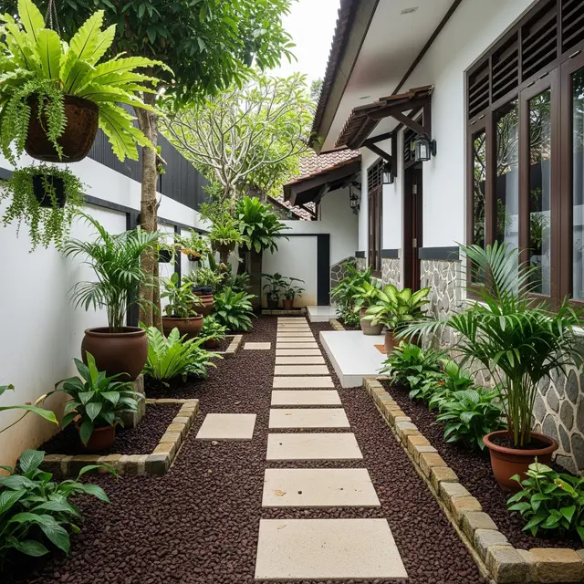 6 Inspirasi Taman Samping Rumah yang Cantik Tanpa Perlu Perawatan Harian