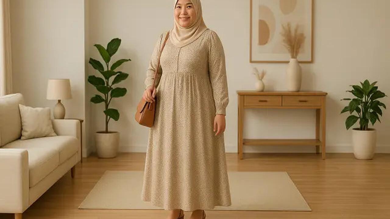 7 Inspirasi Model Gamis Motif Kecil Terbaru untuk Ibu Ibu Gemuk, Terlihat Langsing dan Elegan di 2025