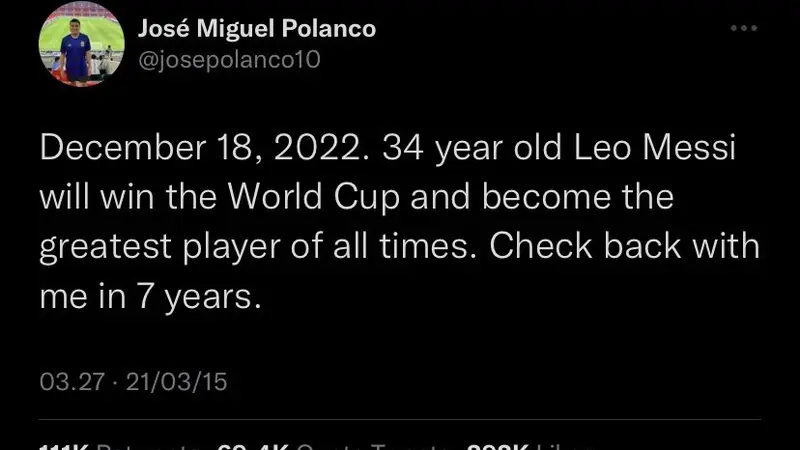 Ramalan Jose Miguel Polanco terkait kemenangan Argentina di Piala Dunia 2022