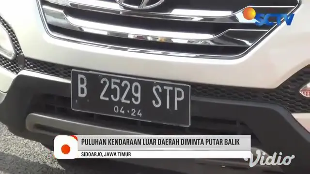 VIDEO: Puluhan Kendaraan Berplat Nomor Luar Sidoarjo Diminta Putar Balik