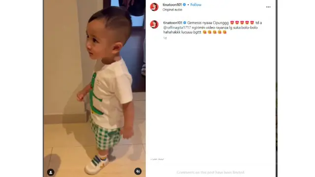 Tina Toon Mengunggah Video yang Memperlihatkan Rayyanza Malik Ahmad Alias Cipung Anak Raffi Ahmad yang dengan Lancar Menyanyikan Lagu Anak-Anak Miliknya Berjudul Bolo Bolo (instagram.com/tinatoon101)