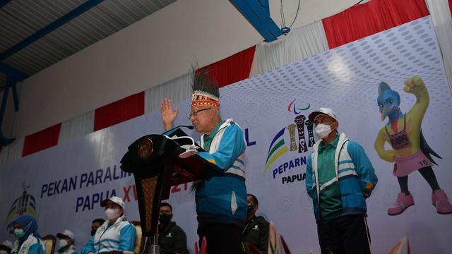 <span>Wakil Presiden Ma'ruf Amin membuka Peparnas Papua 2021, Jumat (5/11/2021). (Foto: Setwapres)</span>