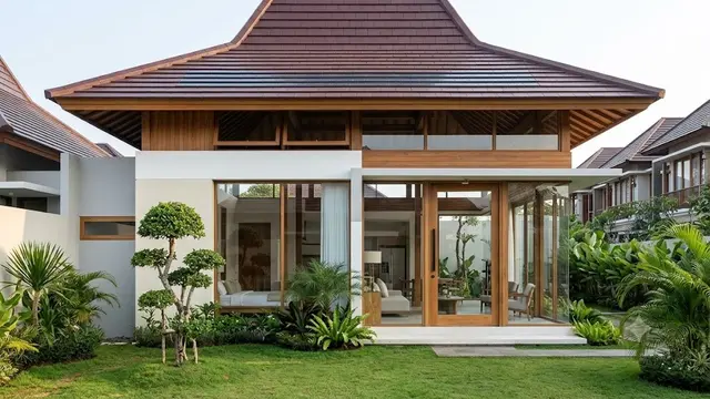 Rumah Limasan Modern dengan Atap Tinggi dan Ruang Plafon Lapang
