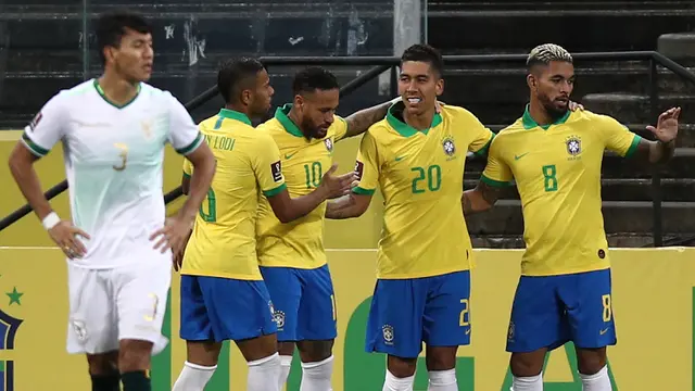 Roberto Firmino Cetak Brace, Brasil Pesta Gol ke Gawang Bolvia di Kualifikasi Piala Dunia 2022
