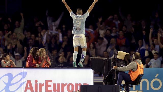 Iago Aspas penyerang Celta Vigo mencetak dua gol dalam lanjutan kompetisi La Liga Spanyol melawan Barcelona, Rabu (23/09/2015).