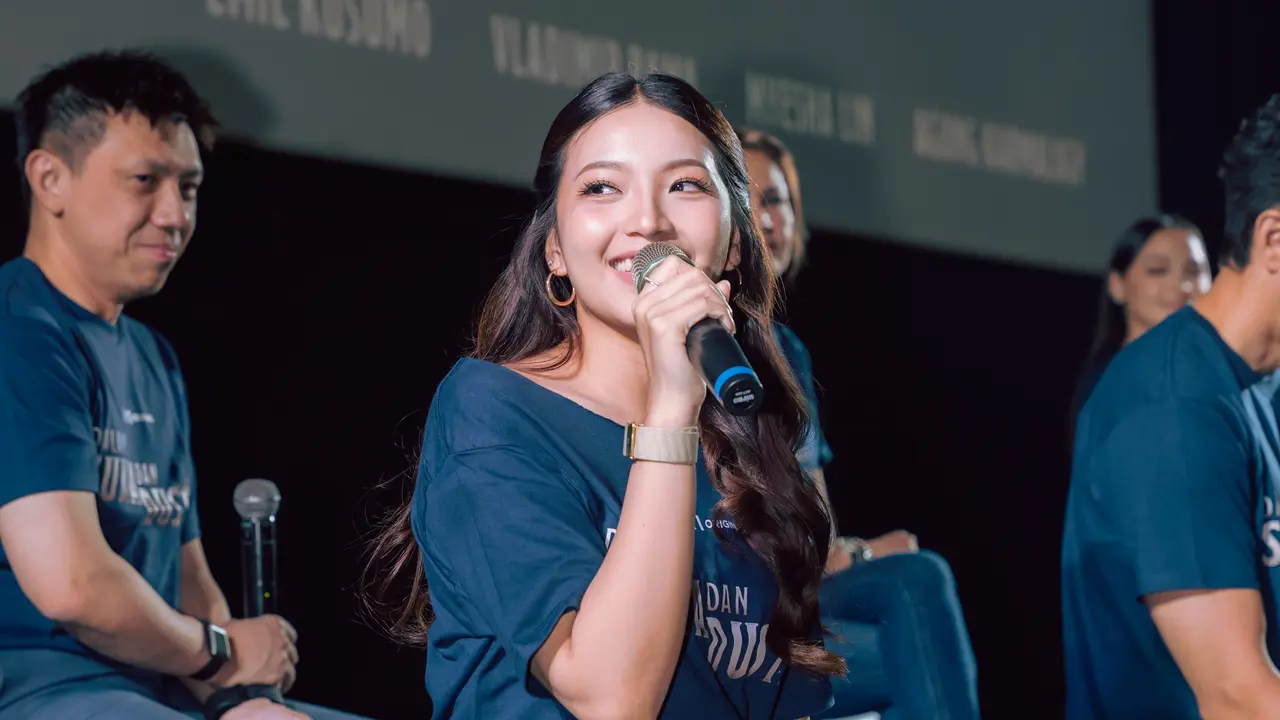 Shania Gracia dalam jumpa pers Dalam Suka dan Dusta di Jakarta, Rabu (23/9/2026). (dok iQIYI)