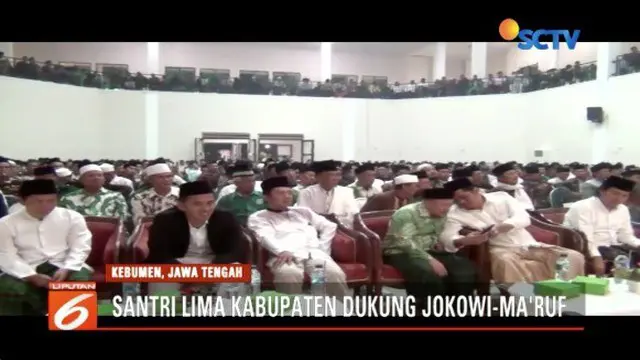 Ratusan santri di Kebumen, Jawa Tengah deklarasikan dukungan untuk Jokowi dan Ma’ruf Amin.