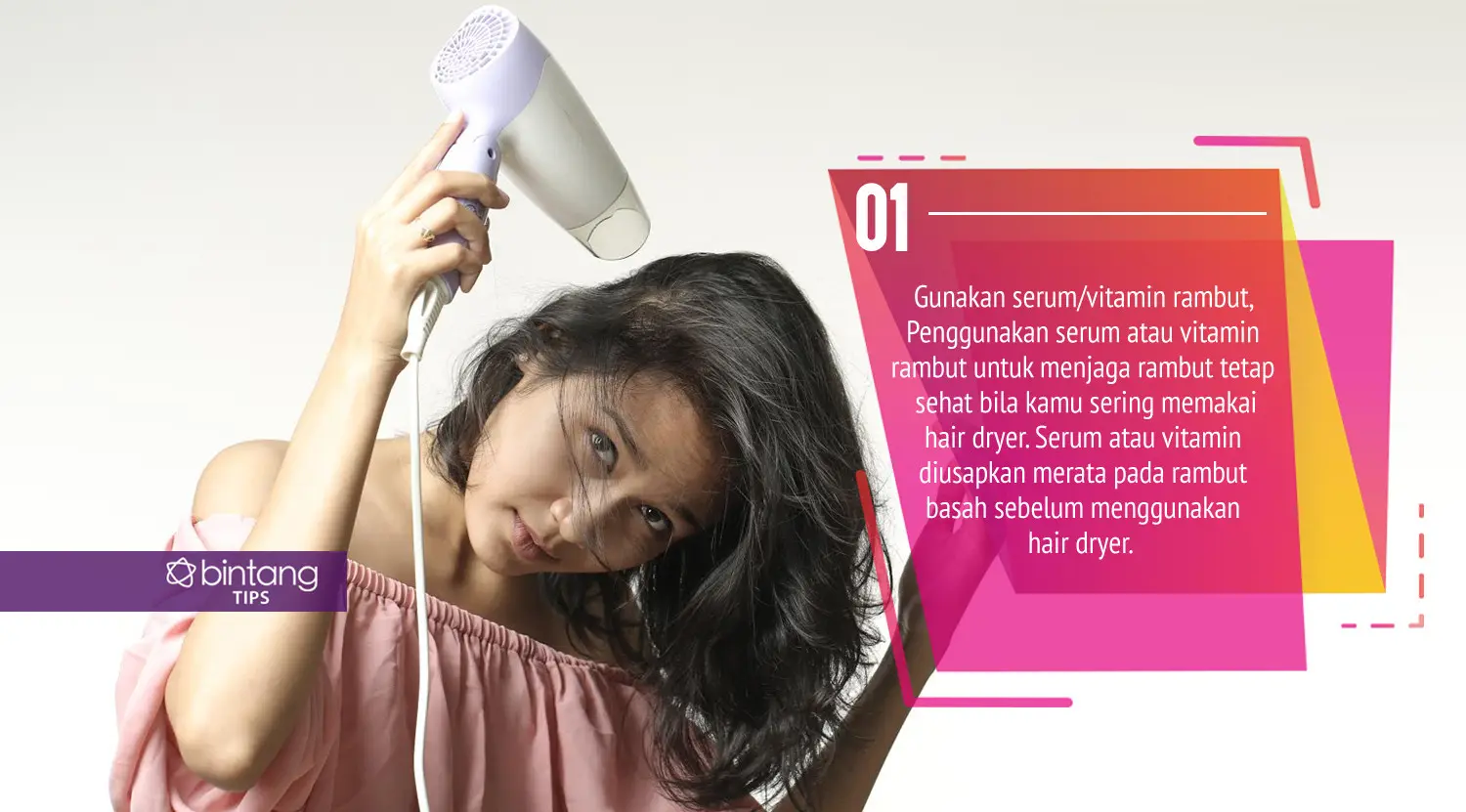 Ilustrasi memakai hair dryer. (Foto: Daniel Kampua/Bintang.com, Digital Imaging: Nurman Abdul Hakim/Bintang.com)