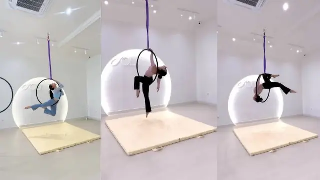 Potret Dinda Kirana saat Jalani Aerial Hoop (credit: instagram/dindakirana.s)