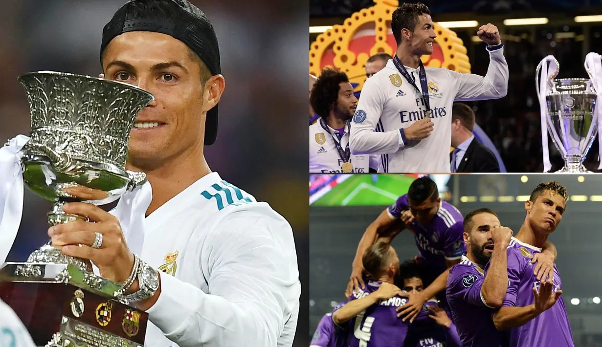 Berikut perjalanan Cristiano Ronaldo hingga berhasil menjadi pemain terbaik FIFA 2017. Diantaranya, mengantarkan Real Madrid menjuarai La Liga Spanyol dan Liga Champions. (Foto- foto Kolase EPA dan AFP)