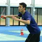 Tunggal putra Indonesia, Jonatan Christie, berlatih menjelang Korea Terbuka 2019, Senin (23/9/2019). (PBSI)