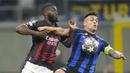 Saat Milan mulai frustrasi, Inter justru mencetak gol lewat aksi Lautaro Martinez di babak kedua. (AP Photo/Antonio Calanni)