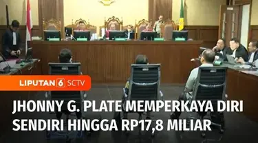 Mantan Menkominfo, Johnny G. Plate, terdakwa kasus dugaan korupsi proyek BTS 4G yang merugikan negara Rp 8 triliun, menjalani sidang perdana di Pengadilan Negeri Tipikor, Jakarta.