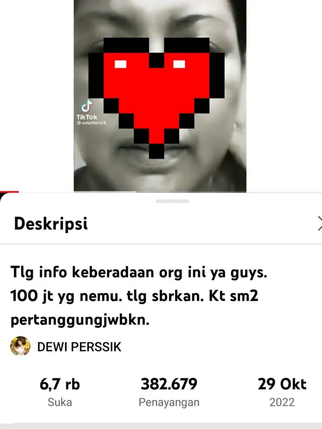 Unggahan Dewi Perssik saat bikin sayembara berhadiah 100 juta rupiah. (Foto: Dok. YouTube Dewi Perssik)