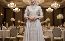 7 Model Gamis Cloud Dancer Kombinasi Gold untuk Kondangan Glamor, Modern dan Fashionable
