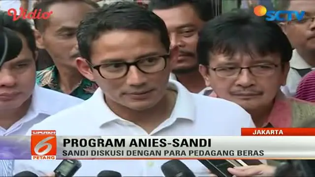 Sandiaga Uno blusukan ke pasar beras Cipinang untuk melihat stok dan kualitas beras yang akan didistribusikan di Jakarta