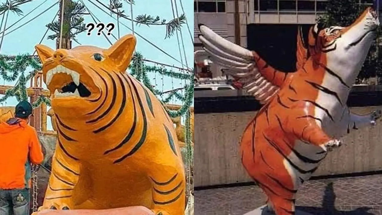 10 Potret Patung Macan Lucu Ini Bikin Geleng Kepala
