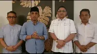 Anwar Hafid dan Pasha Ungu didampingi relawan dan pendukungnya saat mengumumkan batal ikut Pilkada Sulteng tahun 2020, Jumat (4/9/2020). (Foto: Screenshot video relawan Anwar-Pasha).
