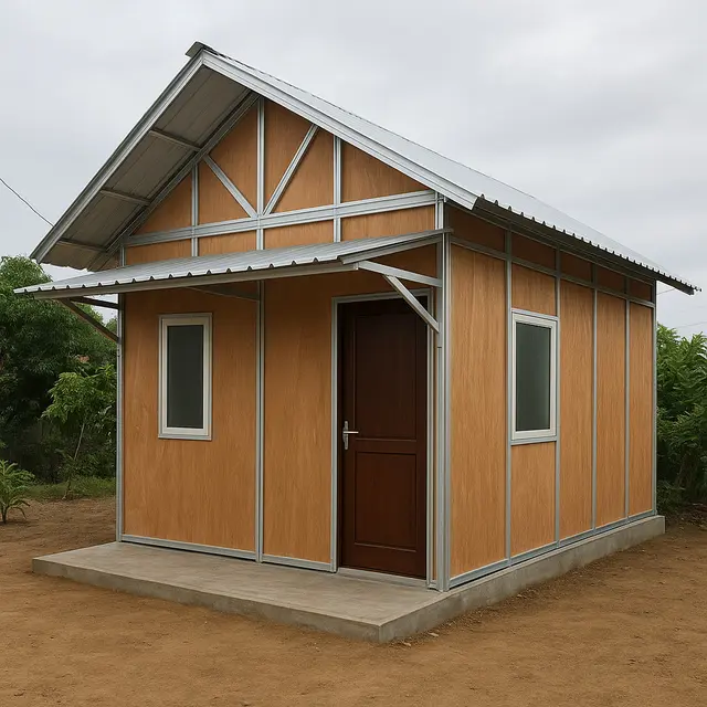 Model Rumah Semi Permanen dari Baja Ringan dan Triplek Budjet Rp 15-25 Juta