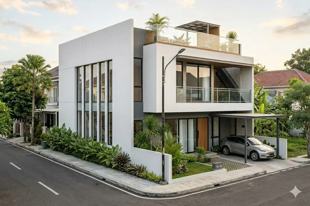Contoh Rumah Tipe 36 di Pinggir Jalan Ada Rooftop