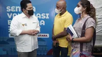 Menteri BUMN Erick Thohir meresmikan sentra vaksin bersama BUMN di Medan (dok: KBUMN)