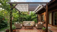 10 Inspirasi Teras Belakang dengan Atap Pergola dan Penutup Hujan yang Dapat Dibuka