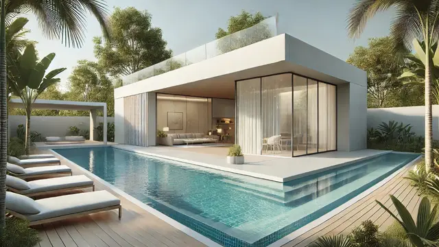 Rumah Minimalis 1 Lantai dengan Kolam Renang (Foto: Rizka Nur Laily via ChatGPT)