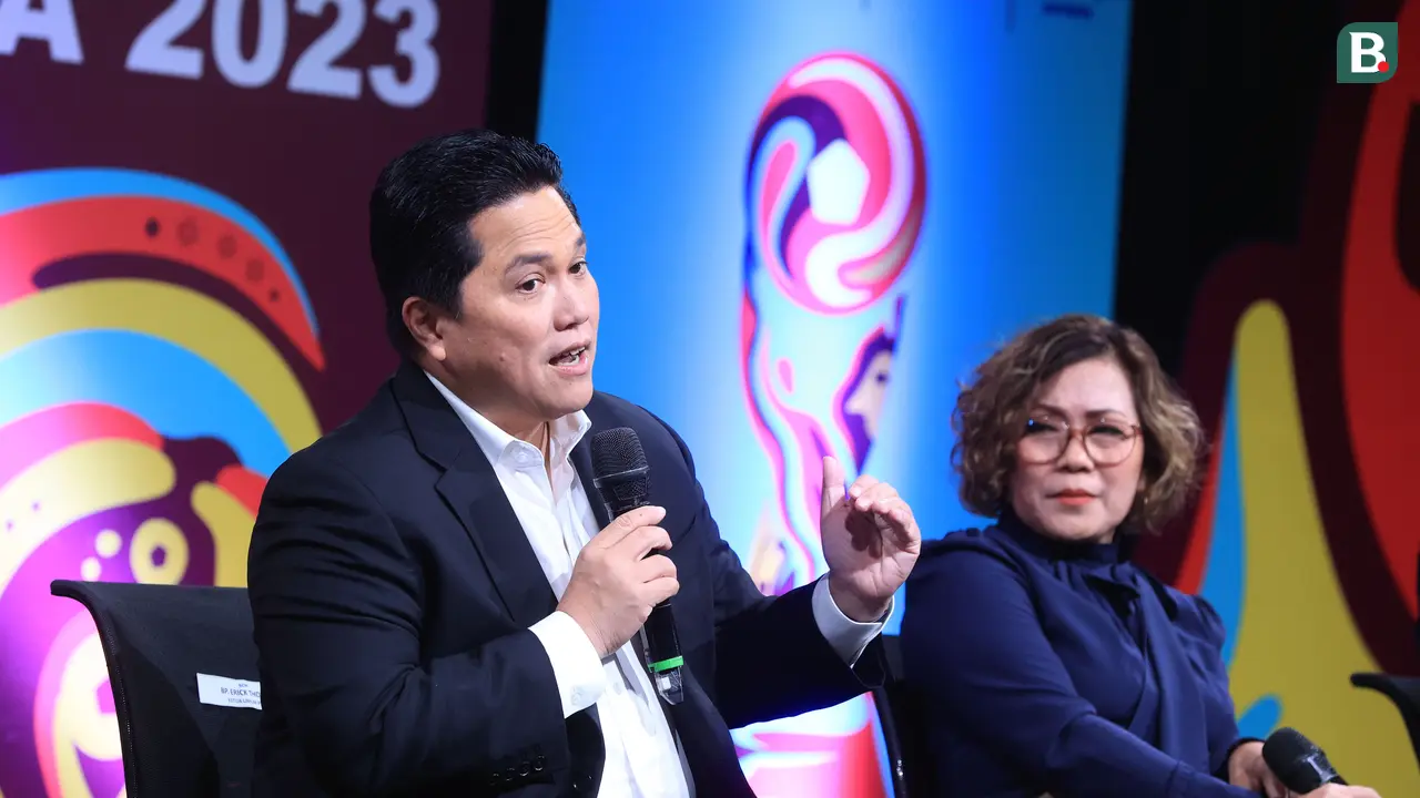 Erick Thohir dan Harsiwi Achmad - Konferensi Pers Launcing SCM sebagai pemegang hak siar resmi Piala Dunia U-17 2023