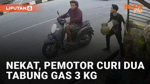 VIDEO: Nekat, Pemotor Curi Dua Tabung Gas 3 Kg di Warung Terekam CCTV