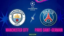Ilustrasi Manchester City Vs Paris Saint-Germain (PSG), Liga Champions. (Bola.com/AI)