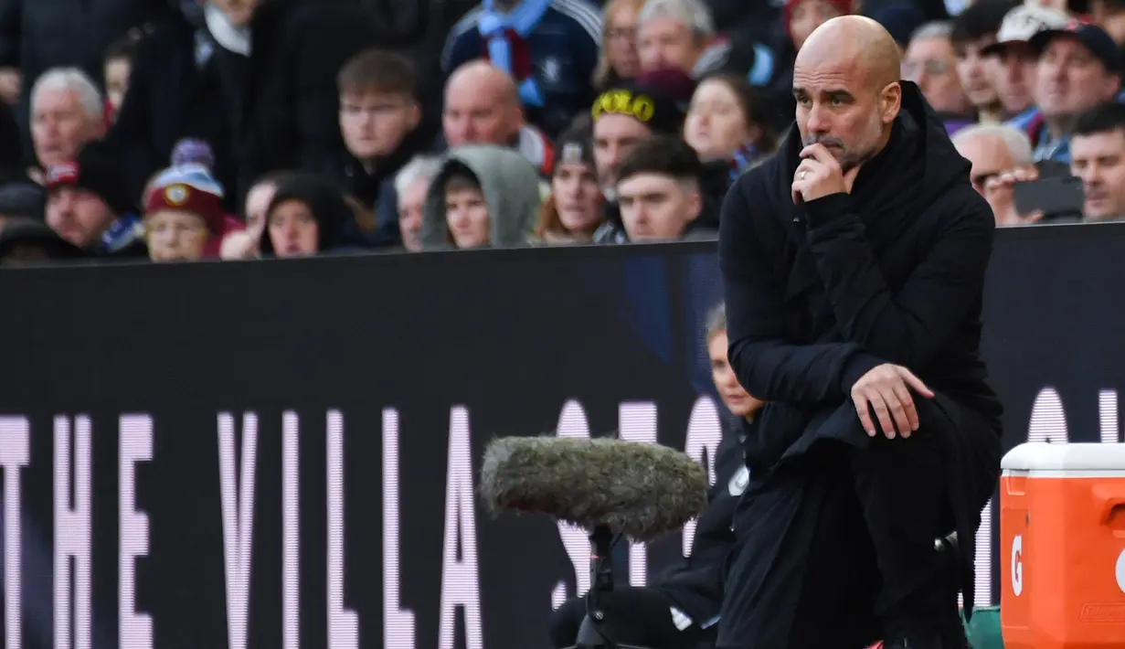Dengan kekalahan di Villa Park ini, berarti pasukan Josep Guardiola telah menelan sembilan kali kekalahan dan cuma menang sekali dalam 12 laga terakhir mereka di semua kompetisi. (AP Photo/Rui Vieira)