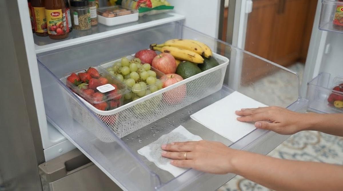 Lapisi Wadah Buah dengan Tisu Dapur