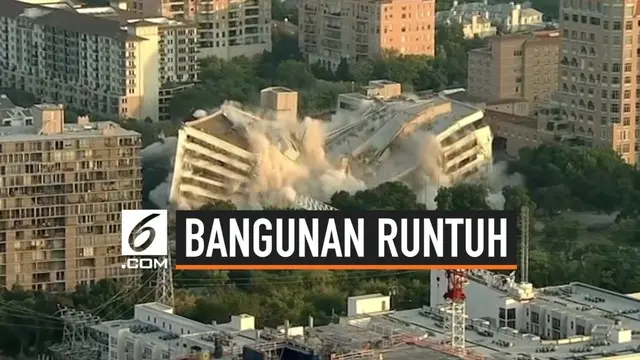 Sebuah bangunan bank runtuh di Dallas, Texas. Runtuhnya bangunan tua tersebut ternyata disengaja dan dilakukan dengan cara diledakkan. Meski sengaja diruntuhkan, warga sekitar sempat heboh dengan peristiwa ini.