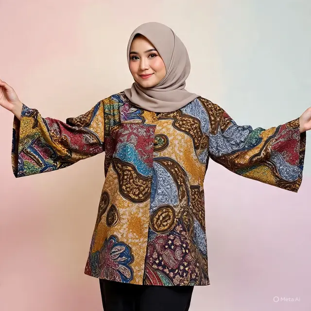 Baju Batik Lengan Lebar untuk Muslimah