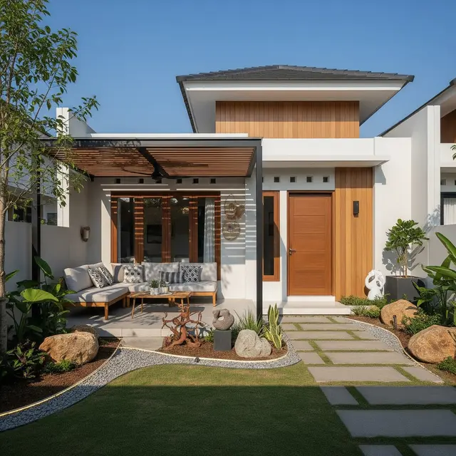 9 Desain Rumah Type 36 dengan Taman Hemat Air, Hunian Asri dan Lestari