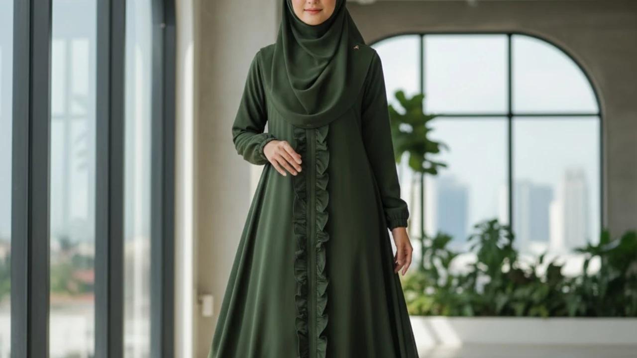 8 Model Gamis Syari Warna Gelap Tapi Tetap Bikin Wajah Cerah, Kombinasi Fashion Anti Gagal
