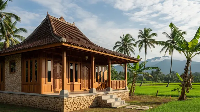 Desain Rumah Kampung dengan Kombinasi Material Alami