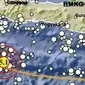 Gempa Magnitudo 5,1 mengguncang wilayah Kabupaten Pangandaran Jabar, Minggu malam (30/6/2024), pukul 23.06.25 WIB. (Liputan6.com/ Dok BMKG)